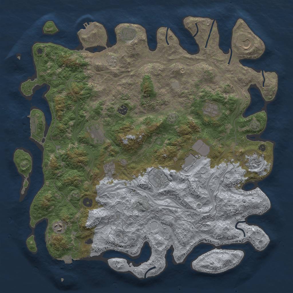Rust Map: Procedural Map, Size: 4500, Seed: 666137, 19 Monuments