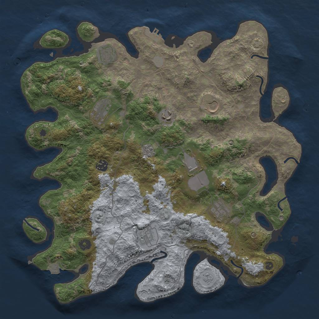 Rust Map: Procedural Map, Size: 4000, Seed: 1274978429, 16 Monuments