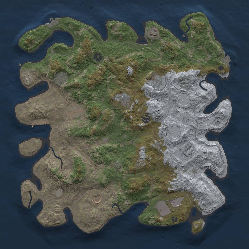 Rust Map: Procedural Map, Size: 4250, Seed: 6518753, 18 Monuments
