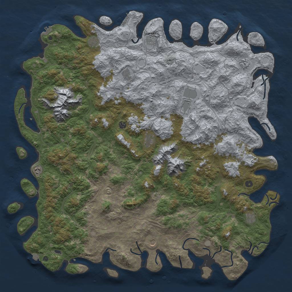 Rust Map: Procedural Map, Size: 6000, Seed: 55543221, 19 Monuments