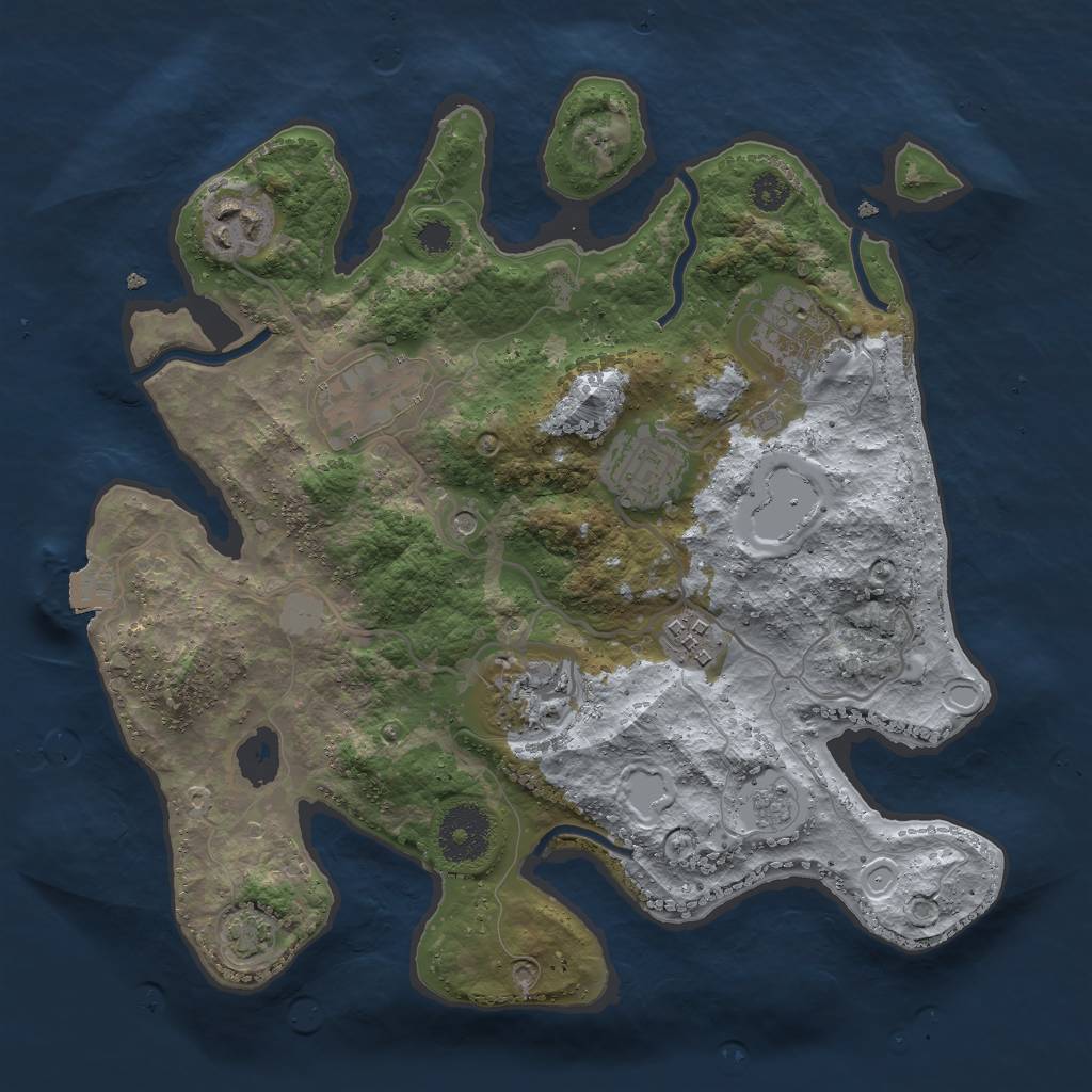 Rust Map: Procedural Map, Size: 3000, Seed: 535771, 12 Monuments