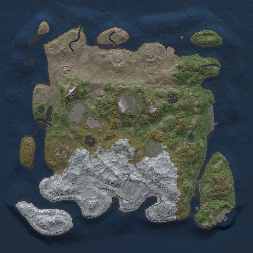Rust Map: Procedural Map, Size: 3600, Seed: 2123427019, 15 Monuments