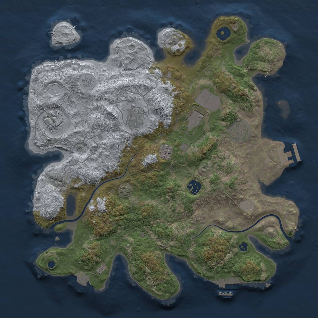 Rust Map: Procedural Map, Size: 3500, Seed: 1310099162, 12 Monuments