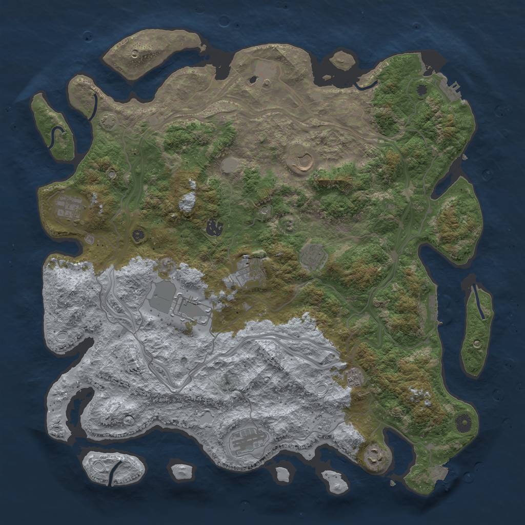 Rust Map: Procedural Map, Size: 4500, Seed: 1297546176, 18 Monuments