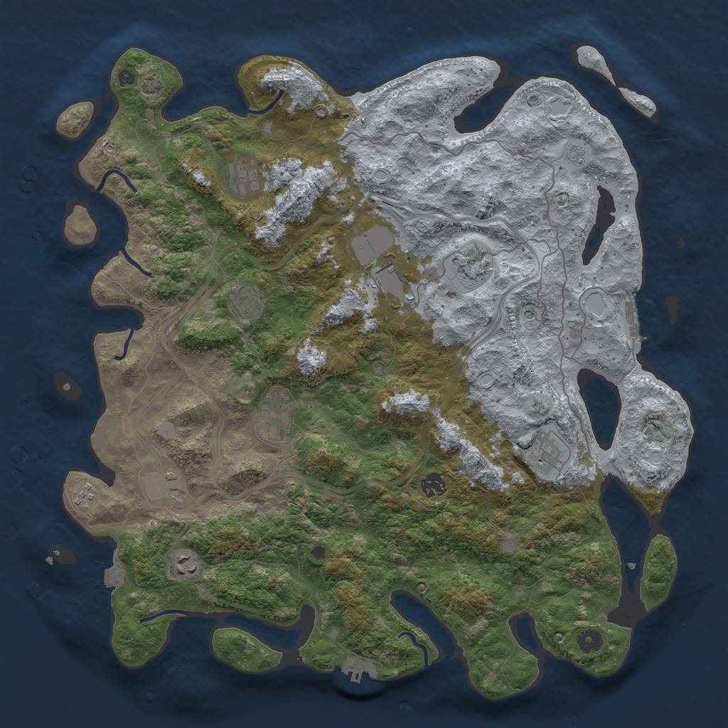 Rust Map: Procedural Map, Size: 4500, Seed: 266629749, 18 Monuments
