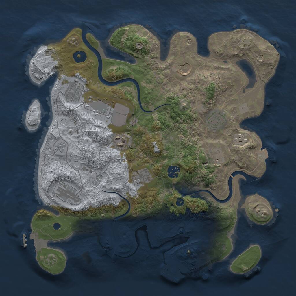 Rust Map: Procedural Map, Size: 3500, Seed: 758996725, 16 Monuments
