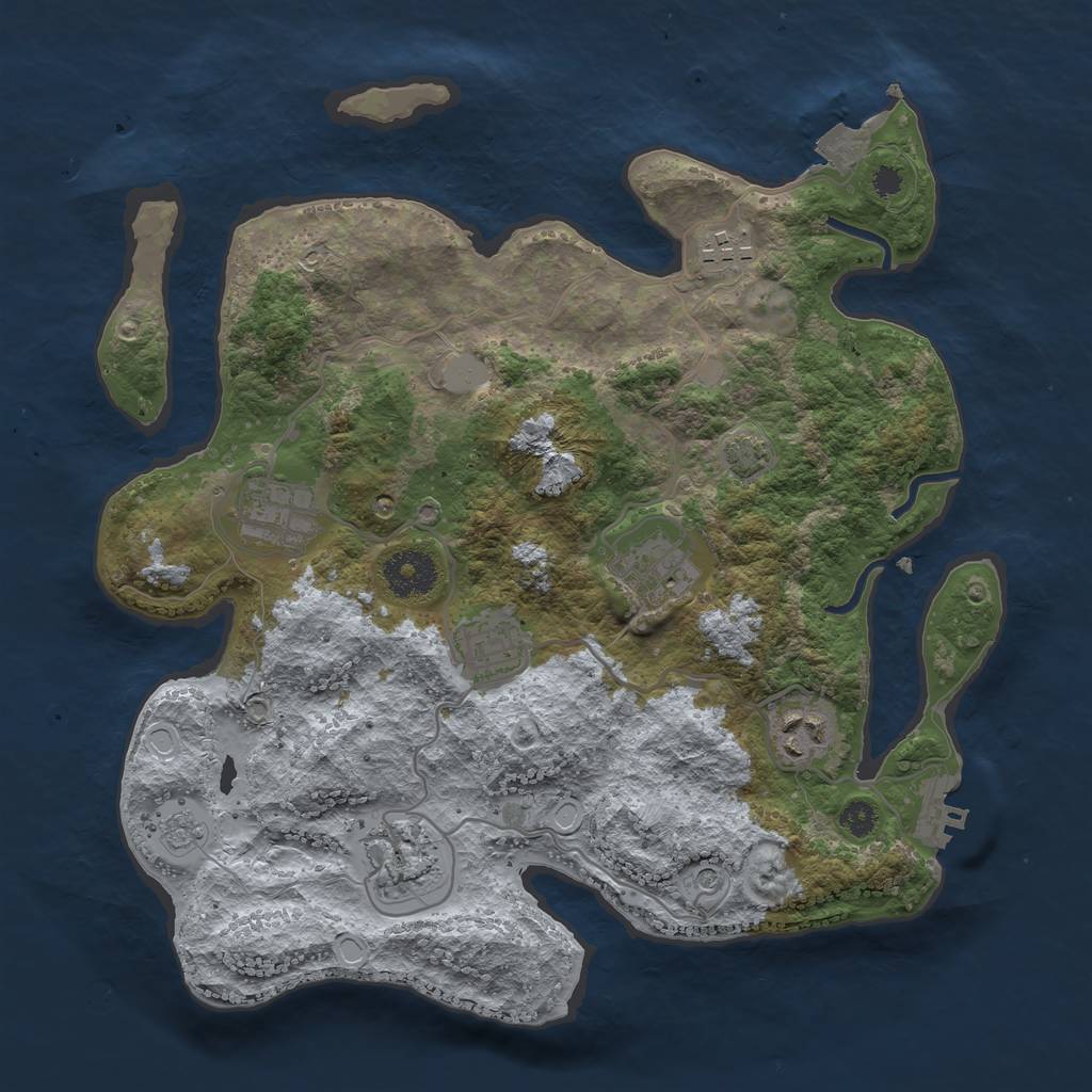 Rust Map: Procedural Map, Size: 3250, Seed: 1071752402, 13 Monuments