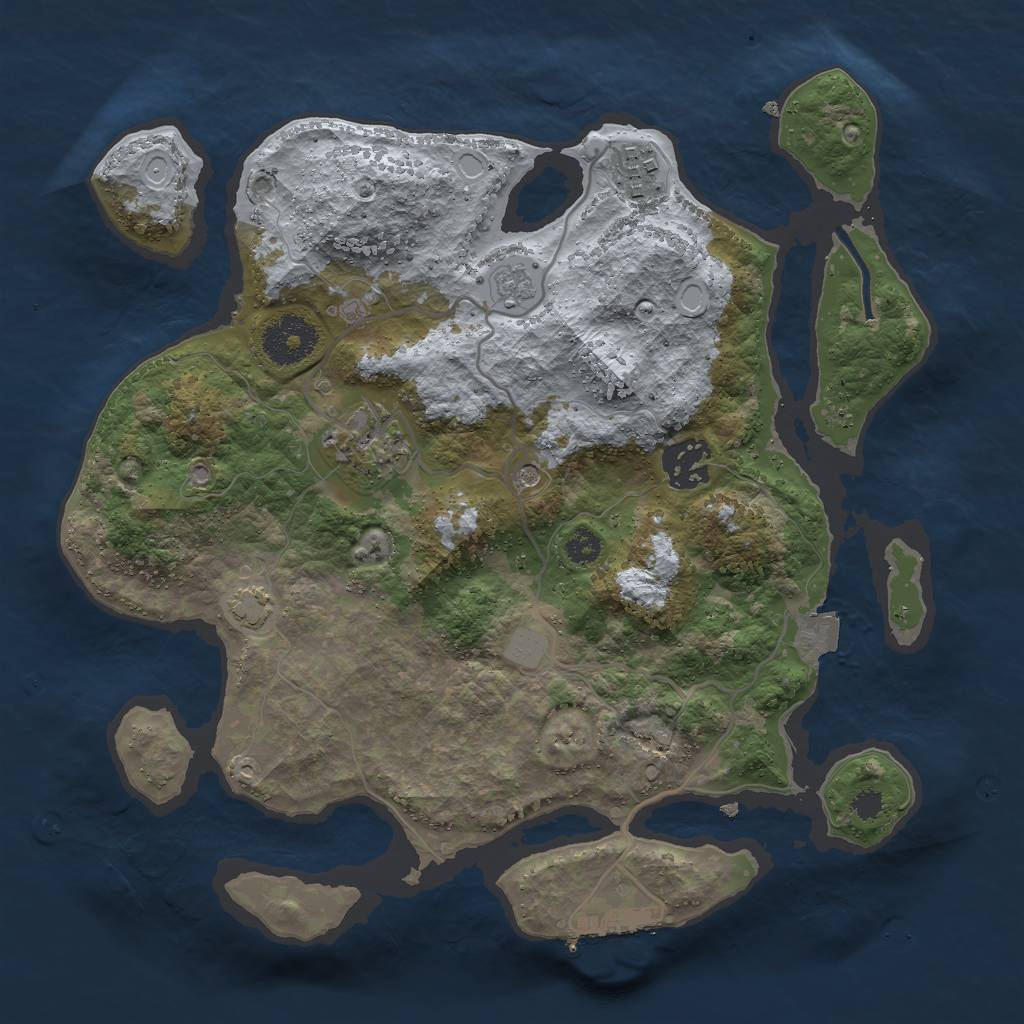 Rust Map: Procedural Map, Size: 3000, Seed: 81438, 10 Monuments