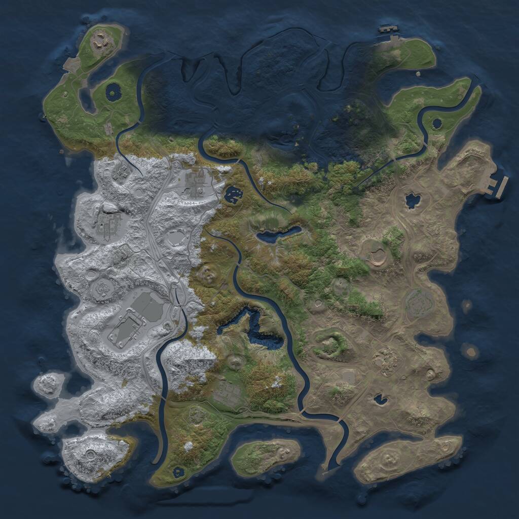 Rust Map: Procedural Map, Size: 4500, Seed: 913716165, 16 Monuments