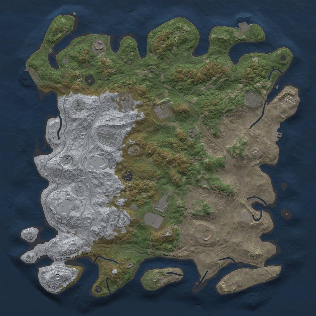 Rust Map: Procedural Map, Size: 4500, Seed: 913716165, 18 Monuments