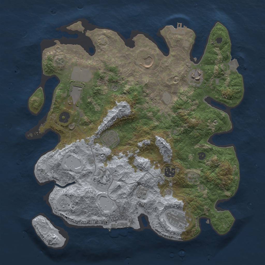 Rust Map: Procedural Map, Size: 3500, Seed: 1396301112, 16 Monuments