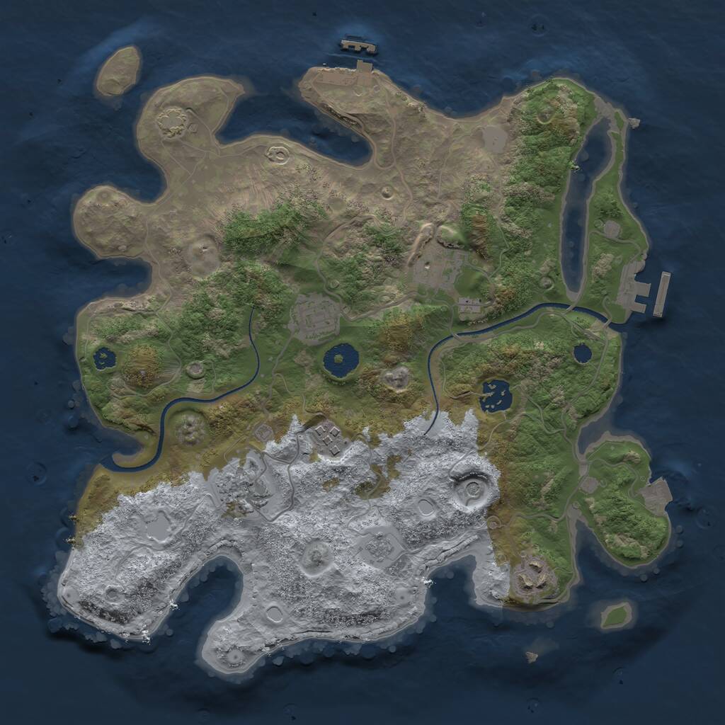 Rust Map: Procedural Map, Size: 3250, Seed: 886699429, 12 Monuments