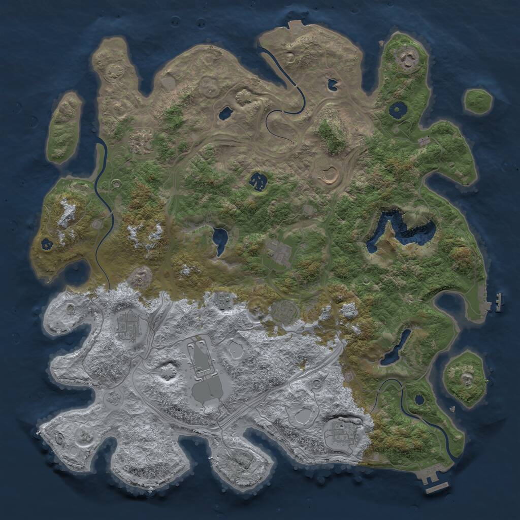 Rust Map: Procedural Map, Size: 4500, Seed: 1339181233, 16 Monuments