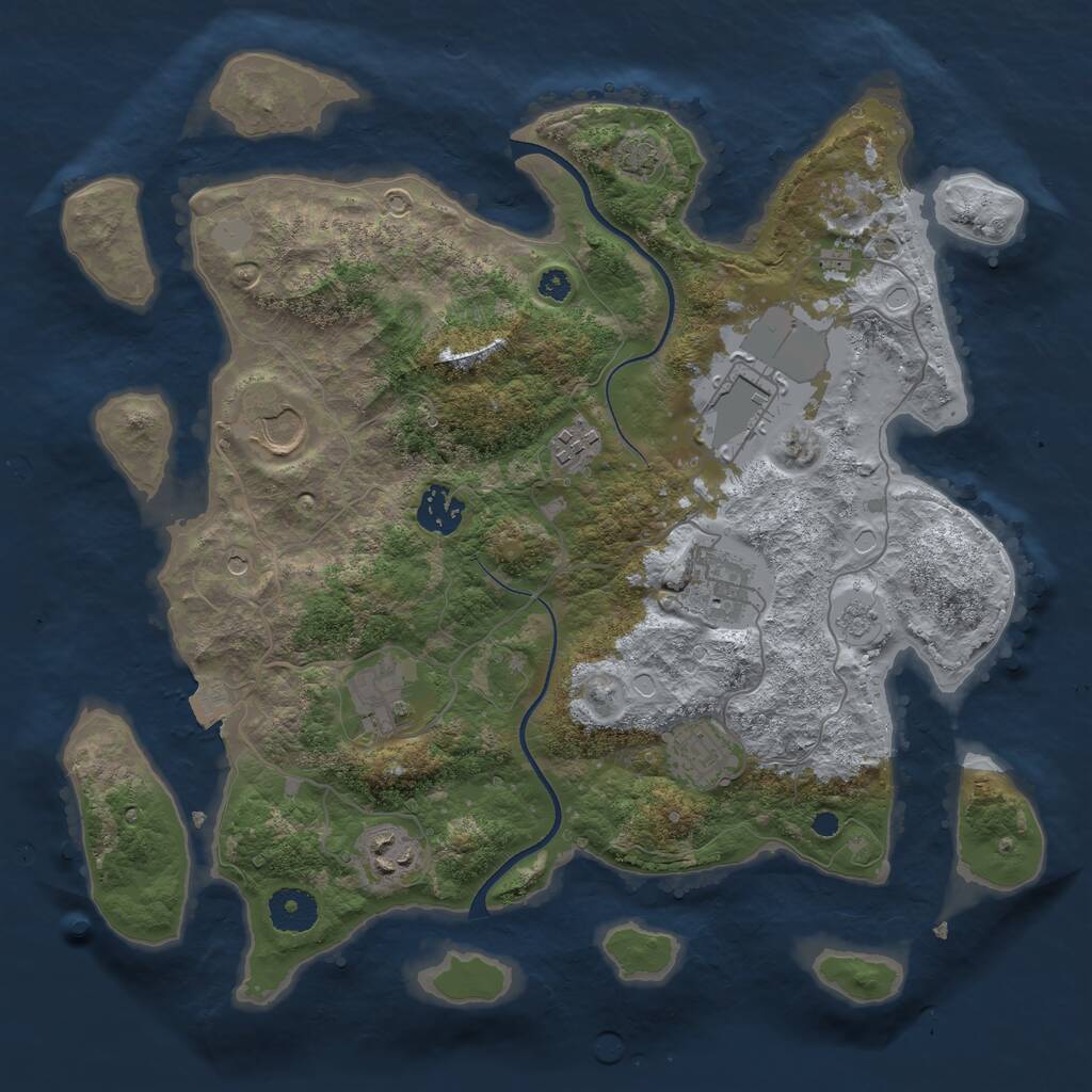Rust Map: Procedural Map, Size: 3500, Seed: 636676745, 12 Monuments