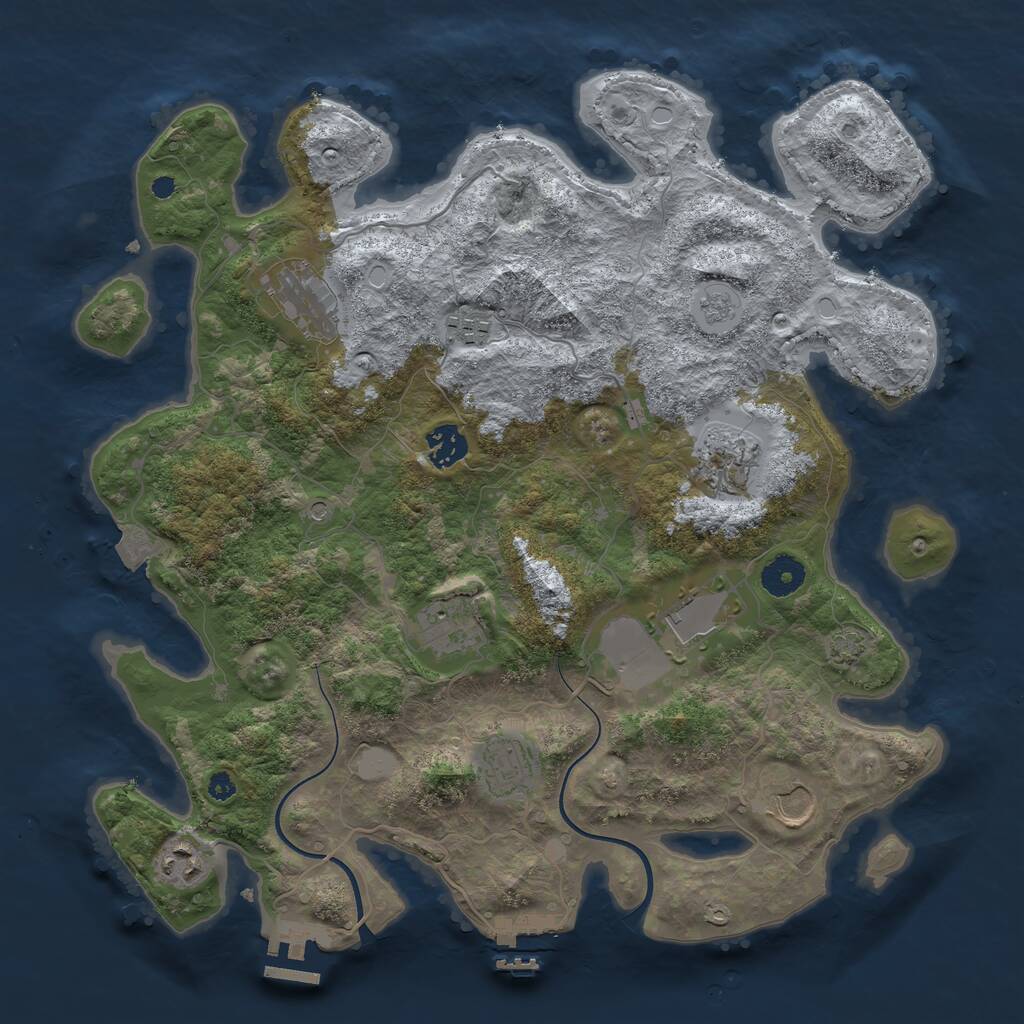 Rust Map: Procedural Map, Size: 3700, Seed: 851077973, 15 Monuments