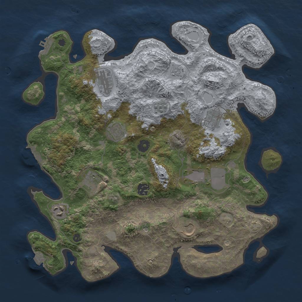 Rust Map: Procedural Map, Size: 3700, Seed: 851077973, 17 Monuments