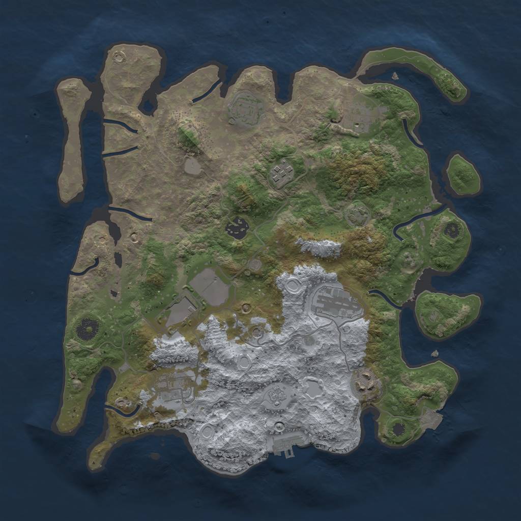 Rust Map: Procedural Map, Size: 3550, Seed: 29196598, 15 Monuments