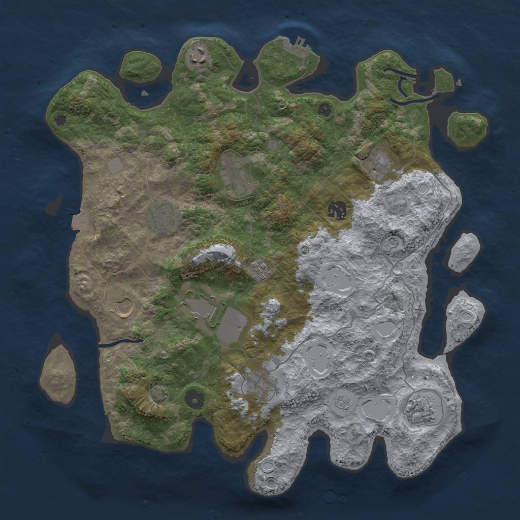 Rust Map: Procedural Map, Size: 3950, Seed: 241418386, 17 Monuments