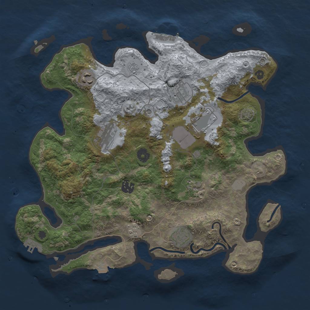 Rust Map: Procedural Map, Size: 3500, Seed: 128094020, 16 Monuments