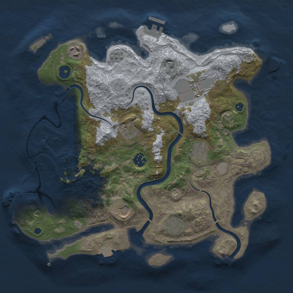 Rust Map: Procedural Map, Size: 3500, Seed: 128094020, 14 Monuments