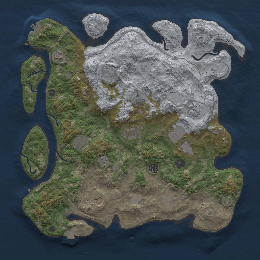 Rust Map: Procedural Map, Size: 4000, Seed: 1147504741, 17 Monuments