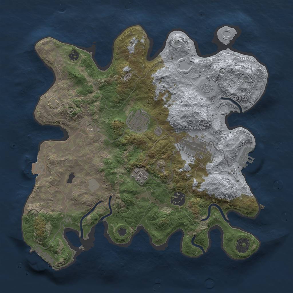 Rust Map: Procedural Map, Size: 3000, Seed: 55996483, 12 Monuments
