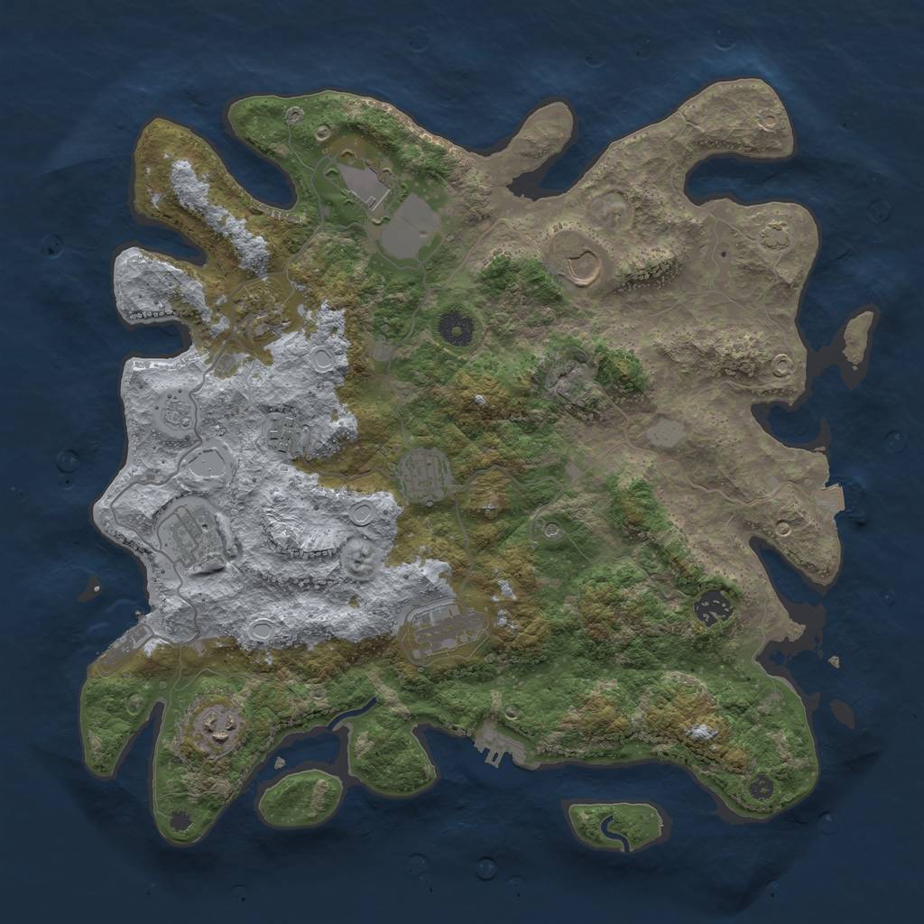 Rust Map: Procedural Map, Size: 3900, Seed: 81227847, 17 Monuments