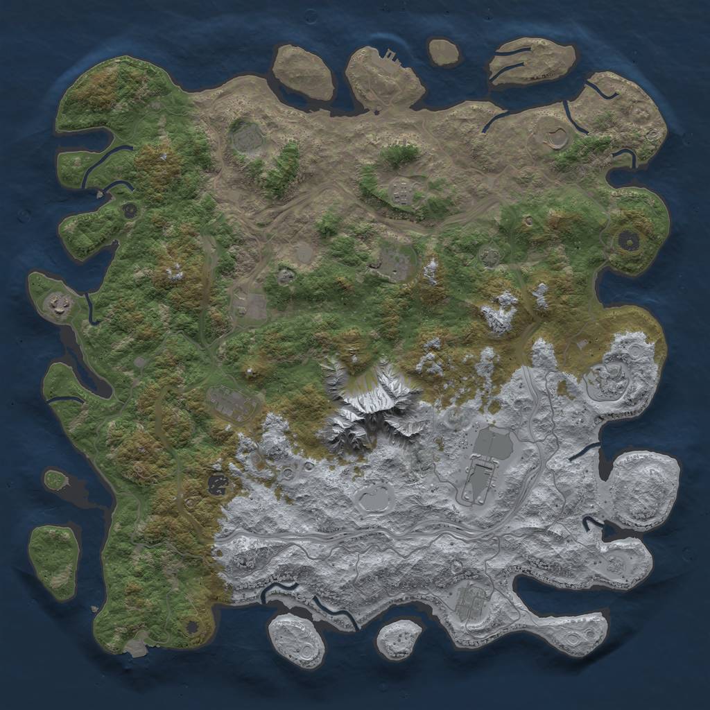 Rust Map: Procedural Map, Size: 5000, Seed: 636666, 18 Monuments