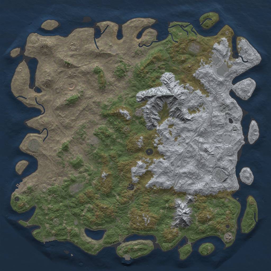 Rust Map: Procedural Map, Size: 6000, Seed: 147946858, 19 Monuments