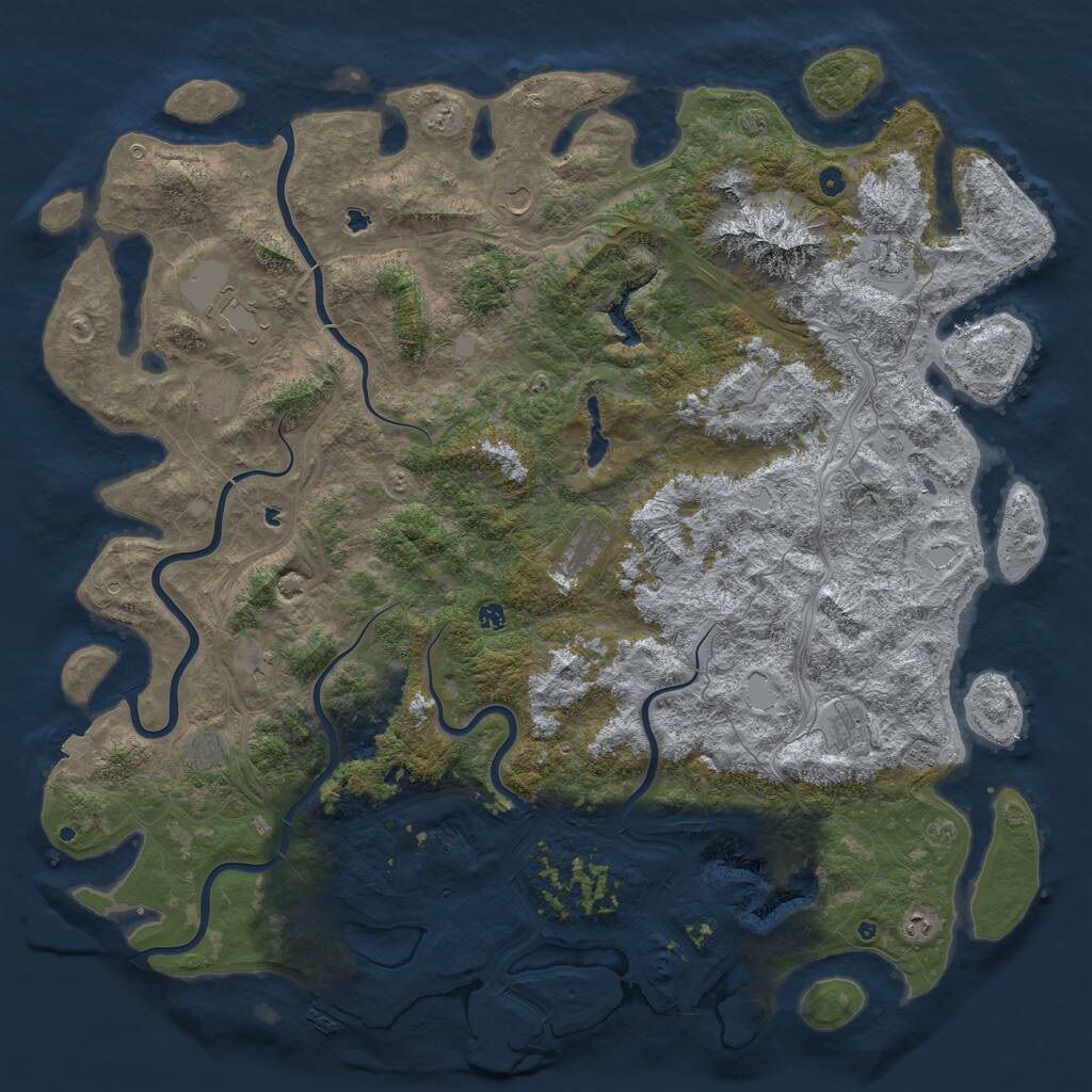 Rust Map: Procedural Map, Size: 6000, Seed: 147946858, 17 Monuments