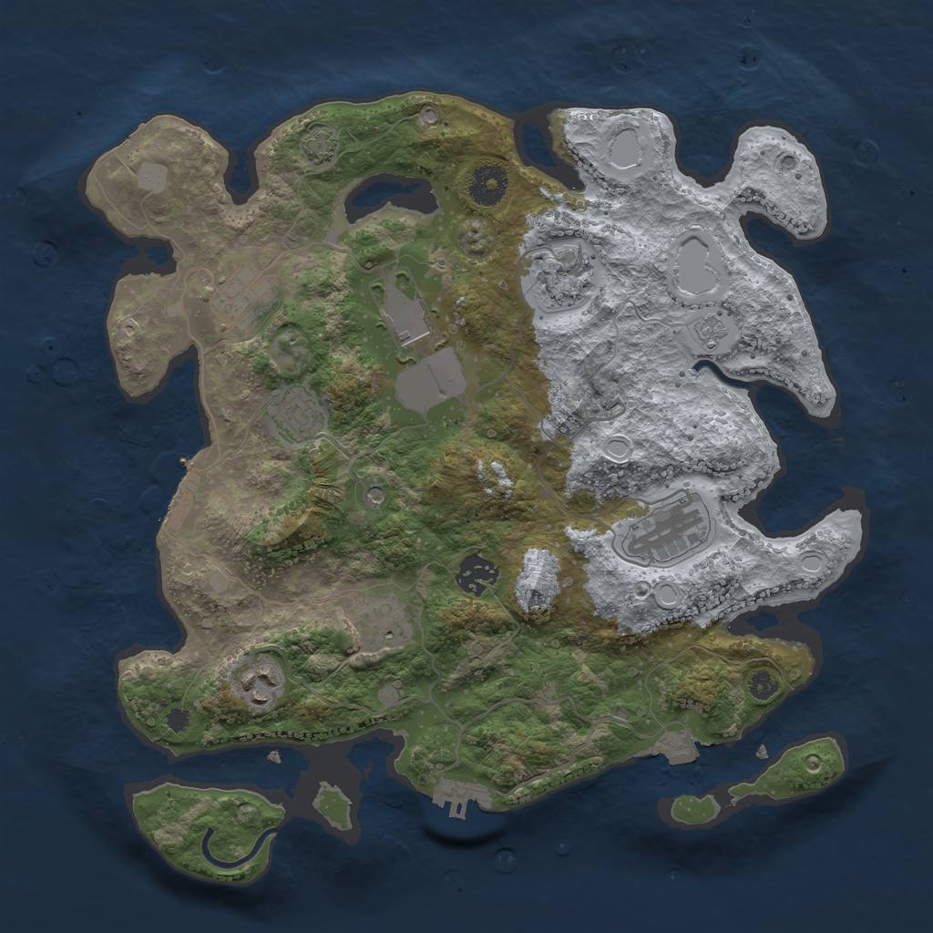 Rust Map: Procedural Map, Size: 3500, Seed: 1084894172, 16 Monuments