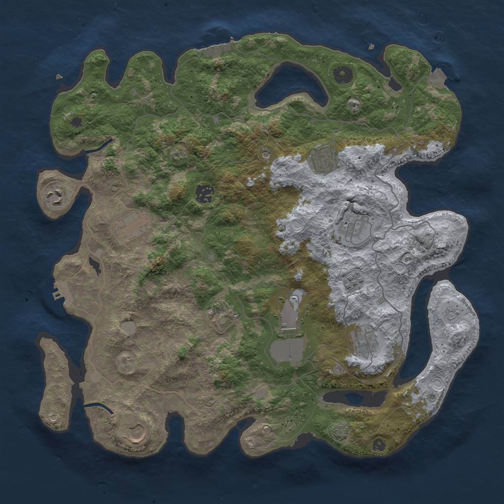 Rust Map: Procedural Map, Size: 4000, Seed: 248986844, 18 Monuments