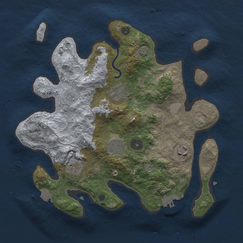 Rust Map: Procedural Map, Size: 3000, Seed: 64174, 11 Monuments