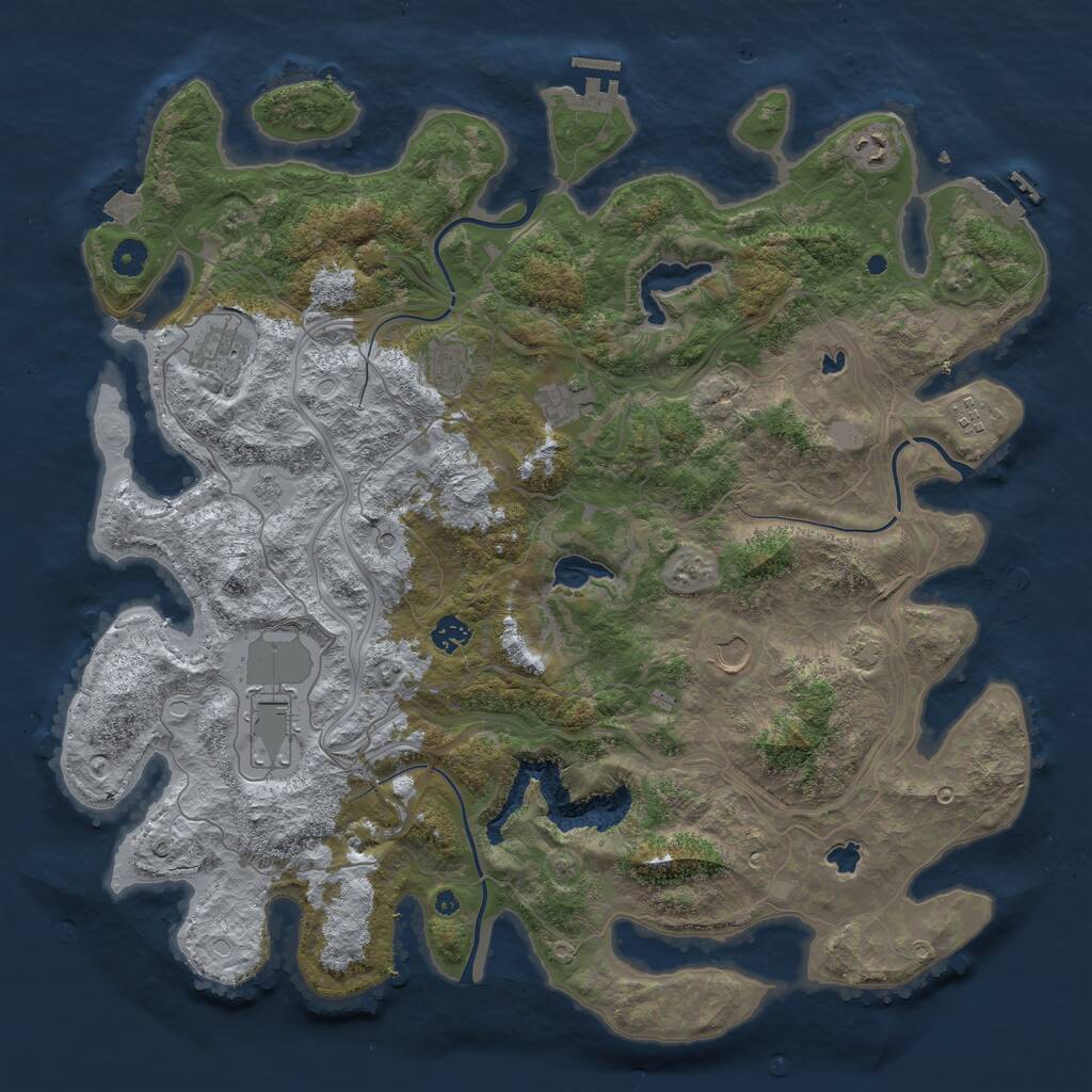 Rust Map: Procedural Map, Size: 4500, Seed: 1334947389, 14 Monuments