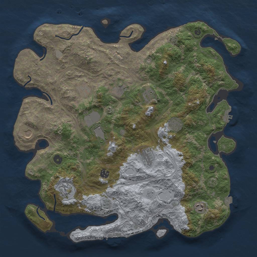 Rust Map: Procedural Map, Size: 4250, Seed: 621137477, 19 Monuments
