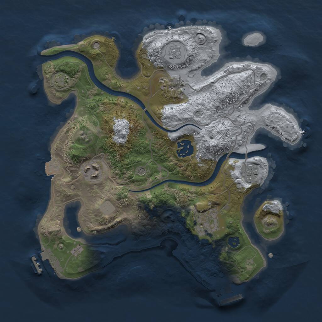 Rust Map: Procedural Map, Size: 2750, Seed: 1047707209, 11 Monuments