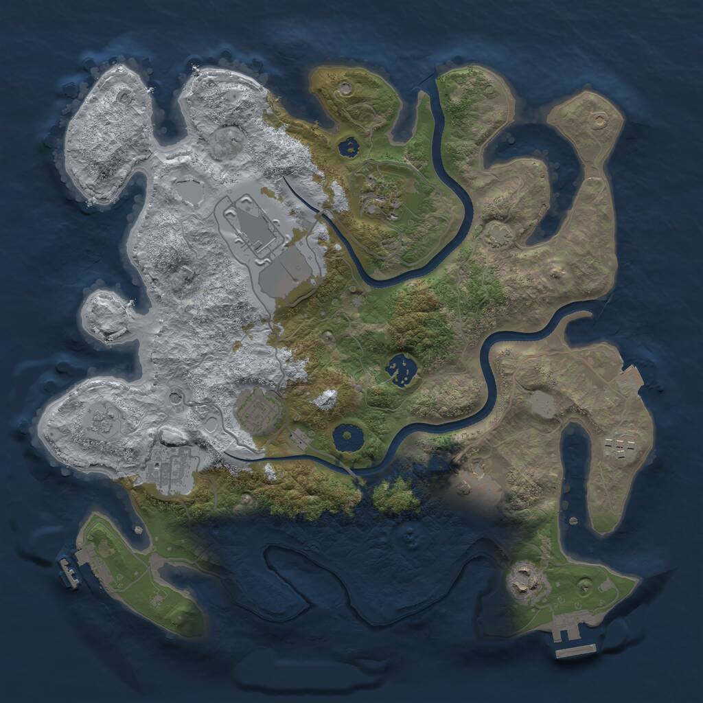 Rust Map: Procedural Map, Size: 3500, Seed: 64174, 14 Monuments