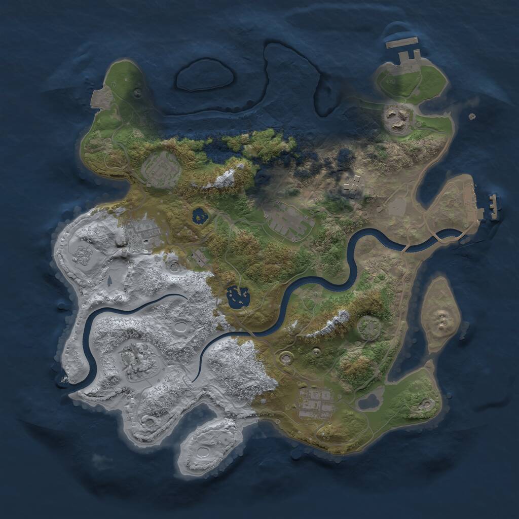 Rust Map: Procedural Map, Size: 3250, Seed: 121738848, 14 Monuments