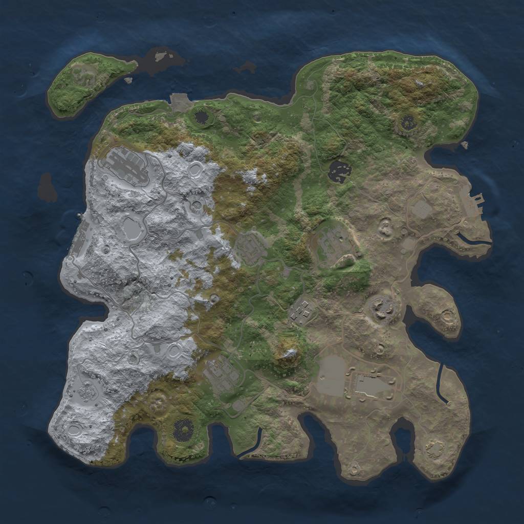 Rust Map: Procedural Map, Size: 3500, Seed: 1626050145, 16 Monuments