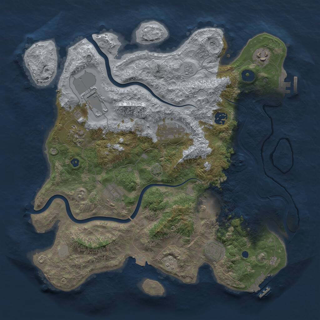 Rust Map: Procedural Map, Size: 3750, Seed: 951071717, 15 Monuments