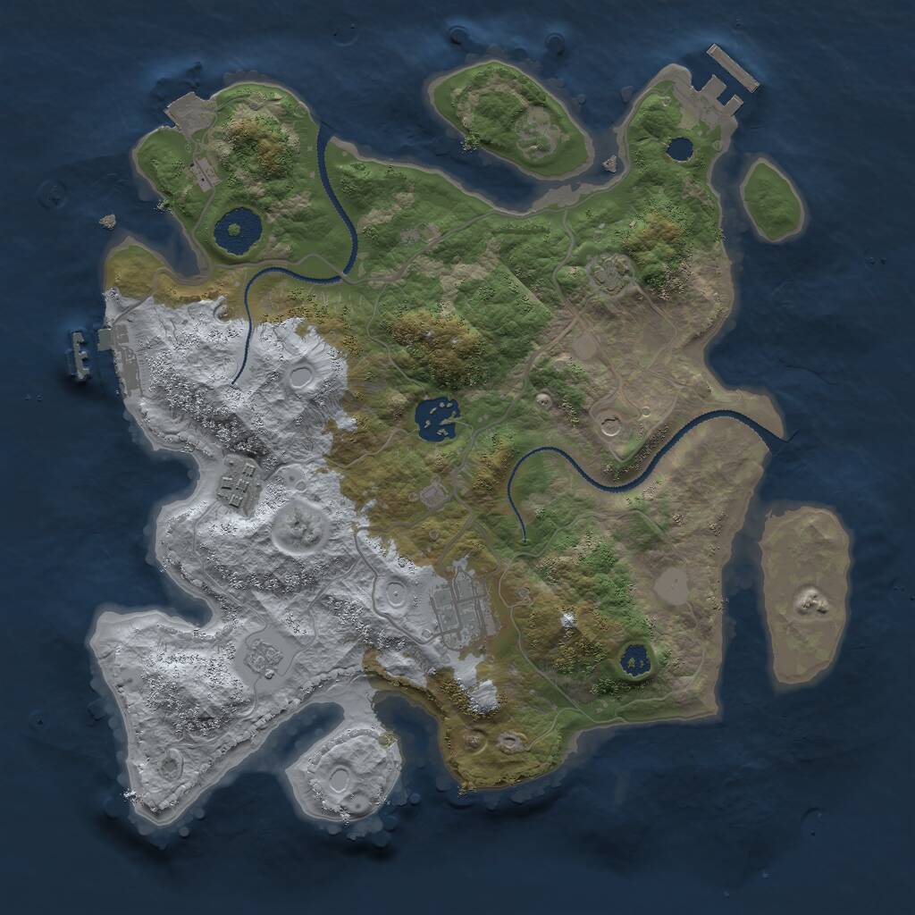 Rust Map: Procedural Map, Size: 3000, Seed: 14747, 9 Monuments