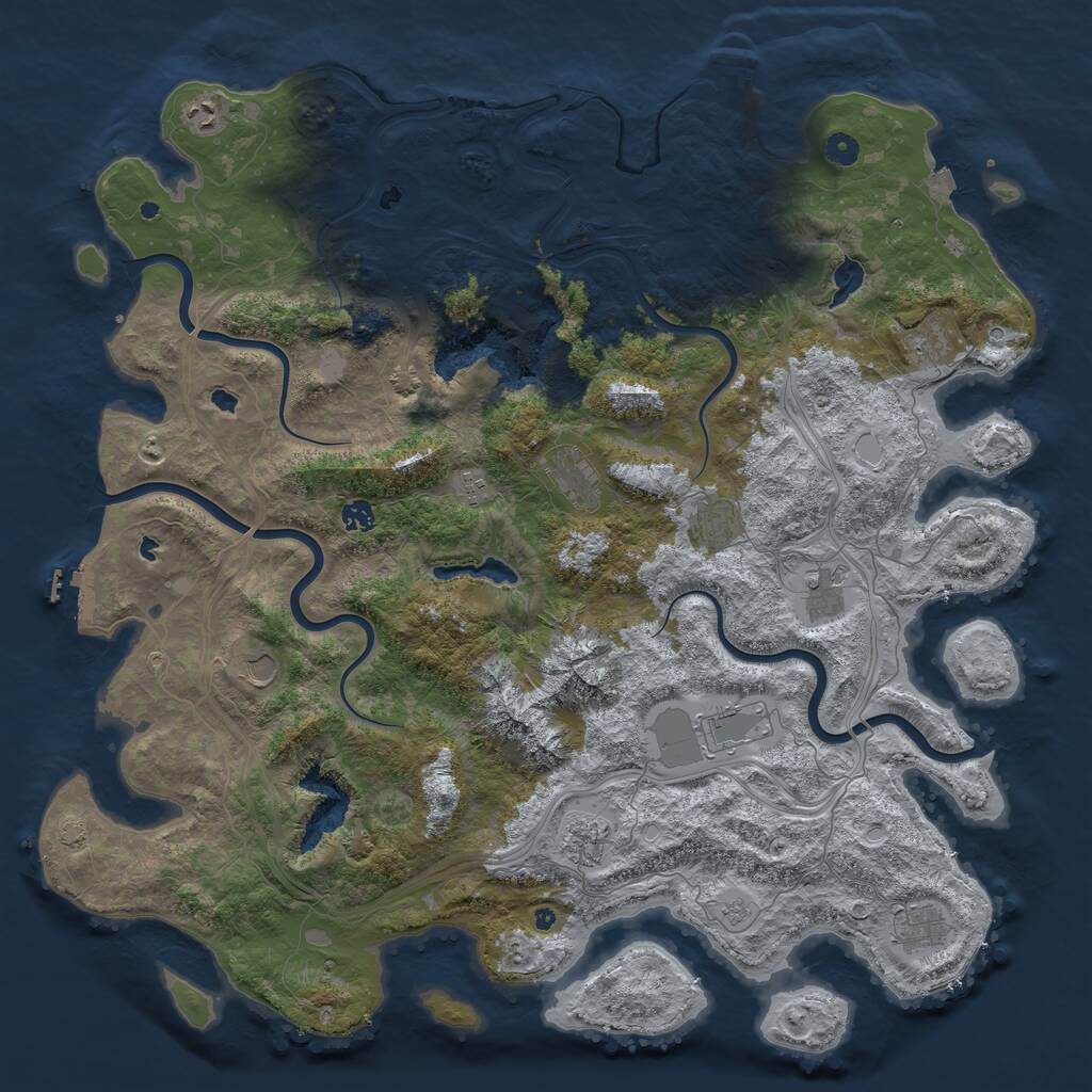 Rust Map: Procedural Map, Size: 5000, Seed: 463452323, 17 Monuments
