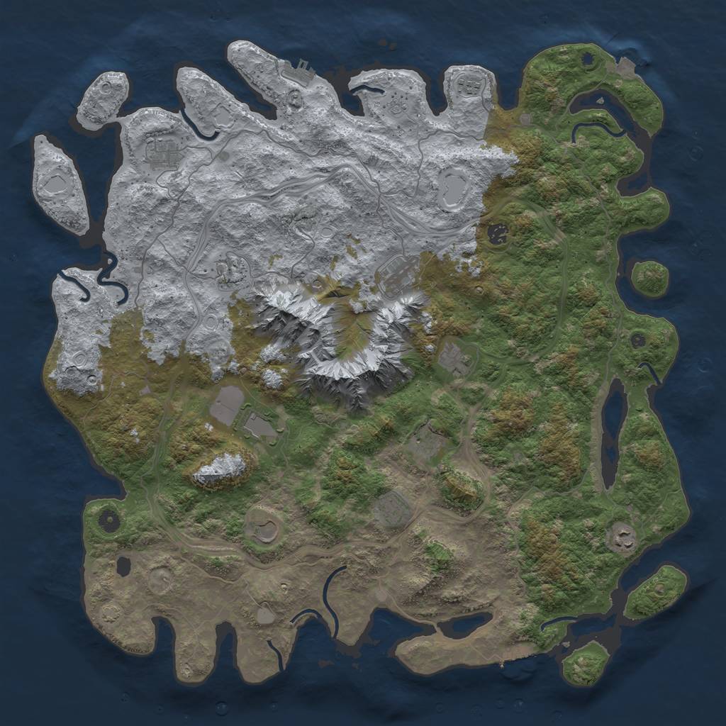 Rust Map: Procedural Map, Size: 5000, Seed: 2246376, 19 Monuments