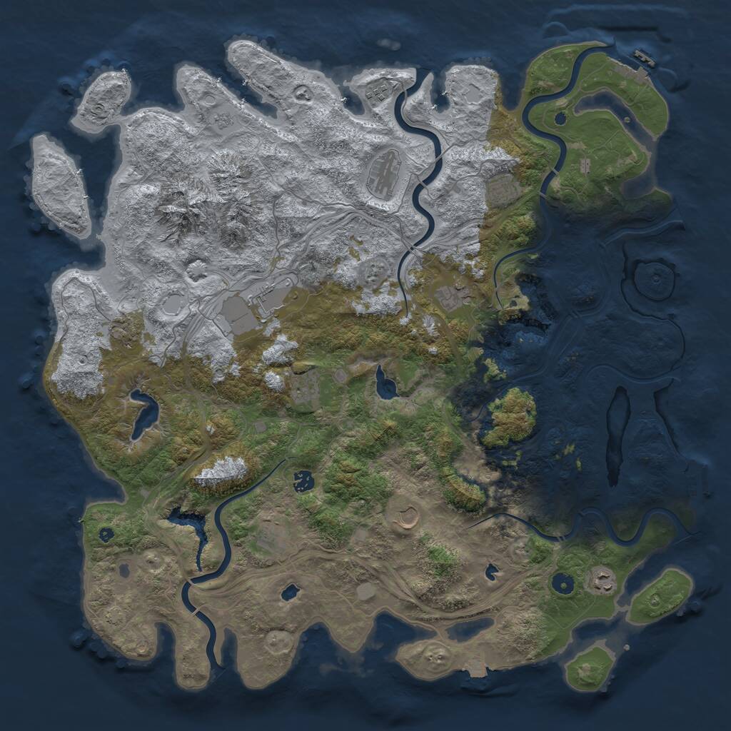 Rust Map: Procedural Map, Size: 5000, Seed: 2246376, 17 Monuments
