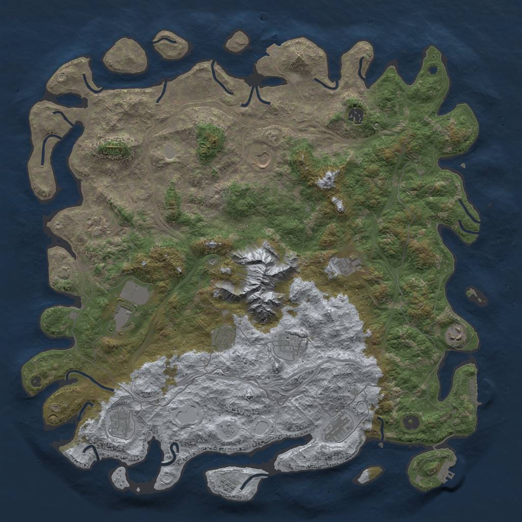 Rust Map: Procedural Map, Size: 5000, Seed: 1927860118, 19 Monuments