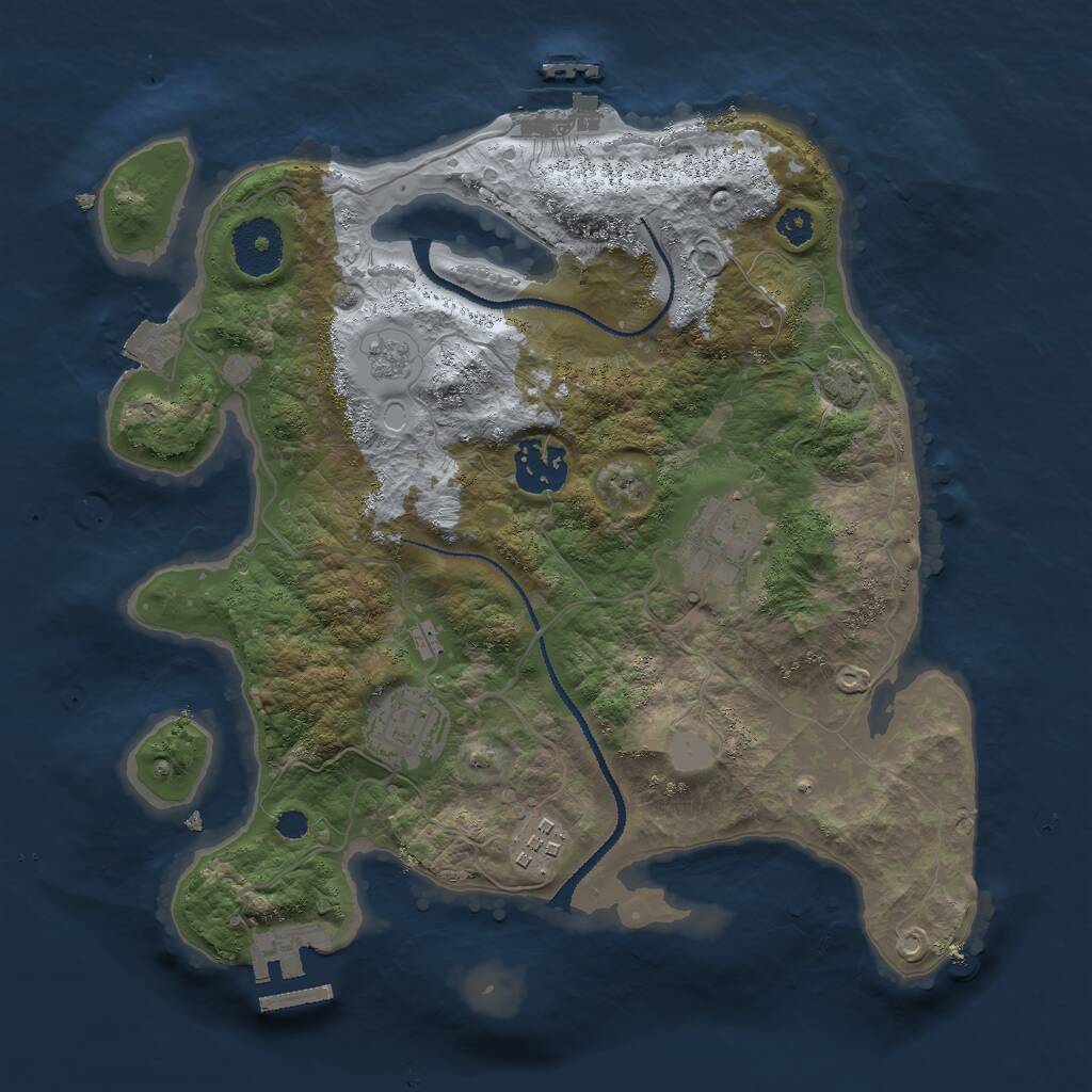 Rust Map: Procedural Map, Size: 3000, Seed: 55956739, 9 Monuments