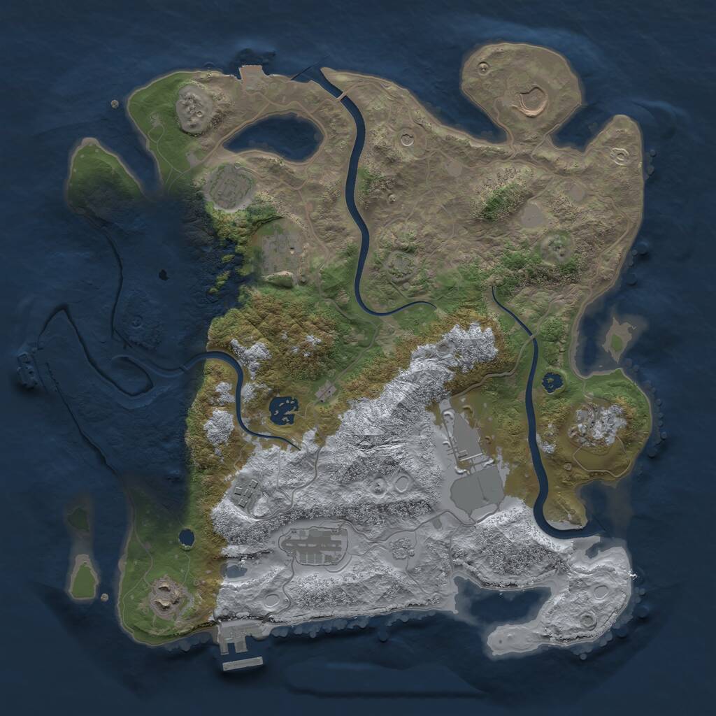 Rust Map: Procedural Map, Size: 3600, Seed: 52131, 15 Monuments
