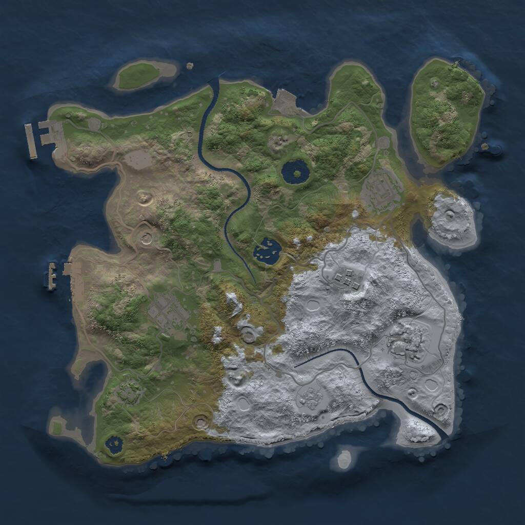 Rust Map: Procedural Map, Size: 3000, Seed: 1255880504, 11 Monuments