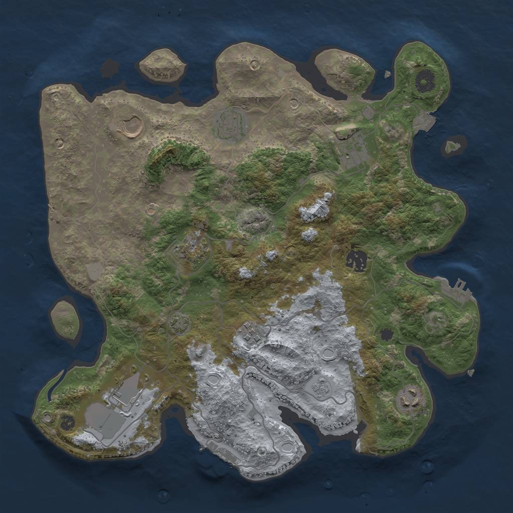 Rust Map: Procedural Map, Size: 3500, Seed: 782345825, 16 Monuments