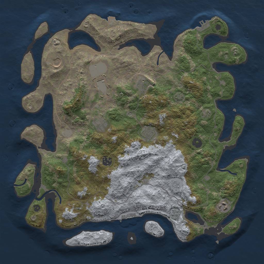 Rust Map: Procedural Map, Size: 4000, Seed: 2469, 16 Monuments